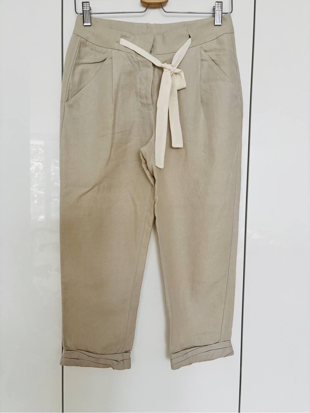 Wilfred Cream-Tie High-Waist Pants